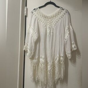 Bohemian Crochet Fringe Cover Up